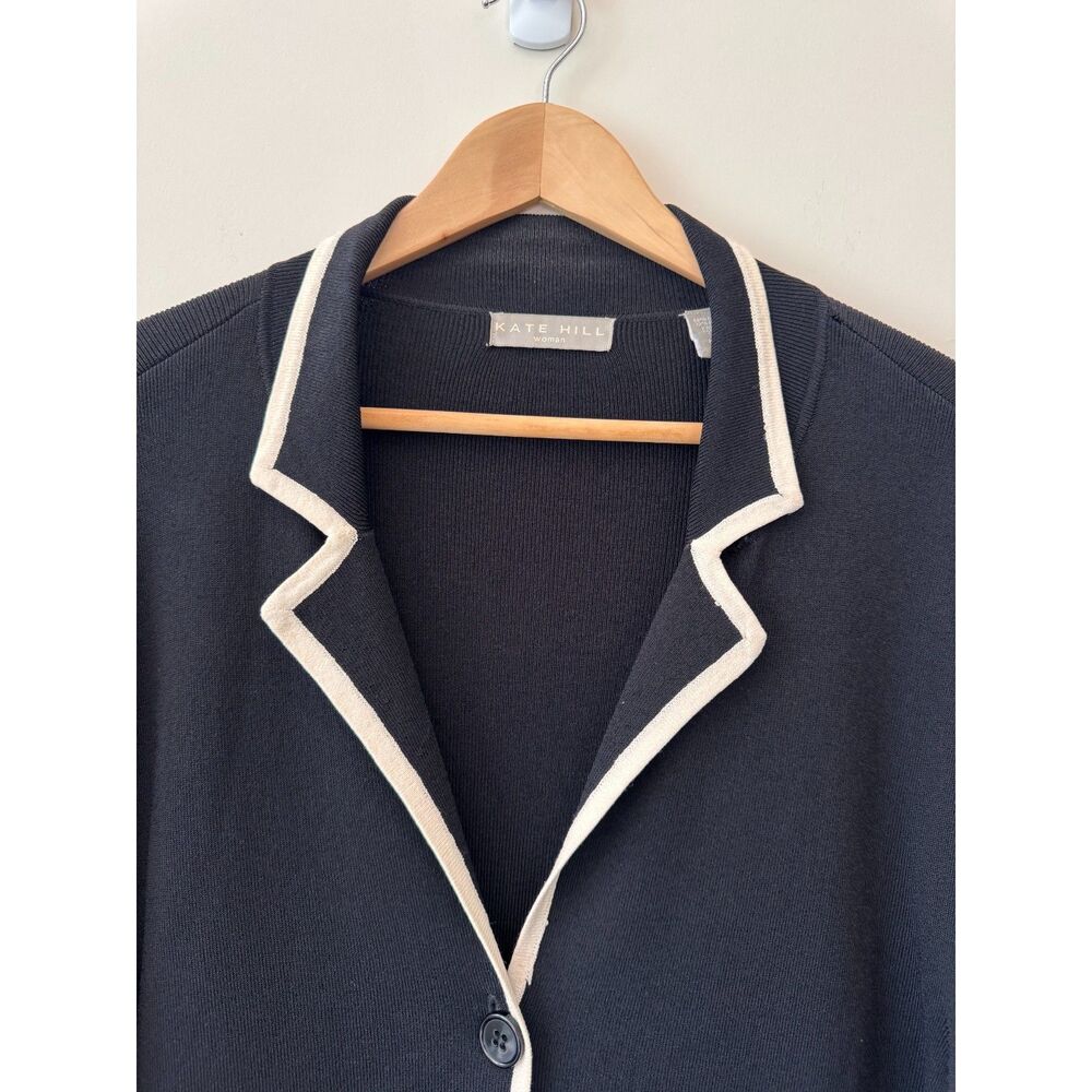 Kate Hill Women's Black Button Cardigan with White Detail Size 2X - Picture 2 of 6